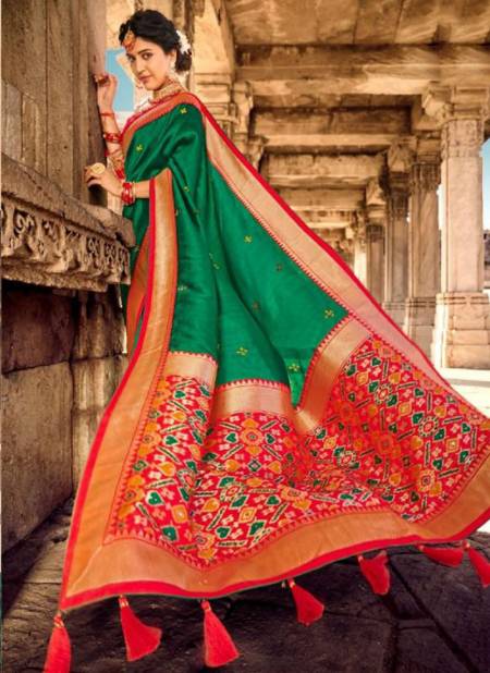 Green Colour Gajraj 300 New Latest Designer Ethnic Wear Banarasi Silk Saree Collection 306